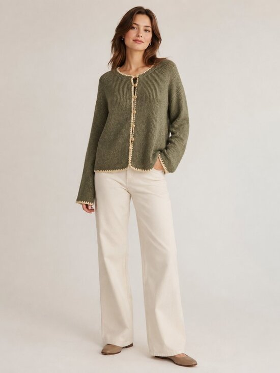 vestique Sweaters - Vestique Green two toned Sweater Button up Army green - M -349 New with tags